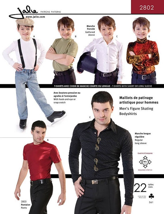 Jalie Men S Boys Figure Skating Bodyshirts Sewing Pattern 2802 In 22 Sizes