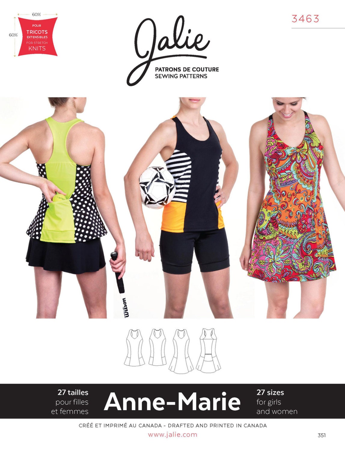 Jalie Racerback Tank Top & Tennis Dress w/Built in Bra Sewing