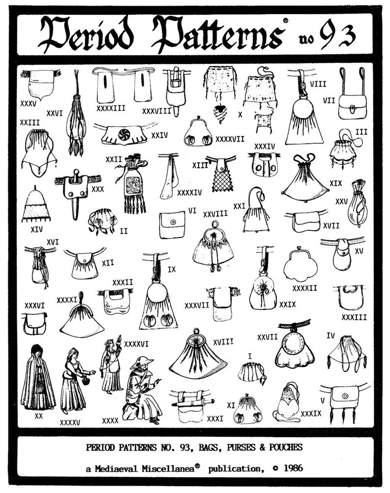 Medieval Renaissance Bags, Purses & Pouches Period Patterns Sewing Pattern 93 image 1