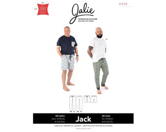 Jalie Jack Pull-on Jersey Lounge Pants & Shorts Sewing Pattern # 4348 for Men and Boys