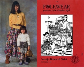 Folkwear Navajo Blouse & Skirt Sewing Pattern # 120 Women's sizes 4-20 and Girls' 4-10 Native American Indian