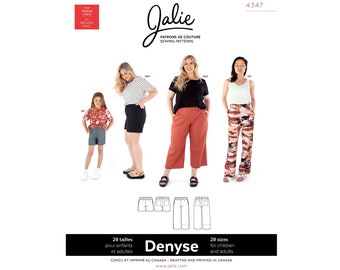 Jalie Denyse Pull-On Woven Pants & Shorts Sewing Pattern #4347 Women's and Girls' Sizes