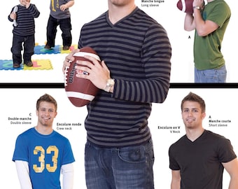 Jalie 2918 Men's and Boys' T-Shirts Crew or V-Neck Sewing Pattern in 27 Sizes