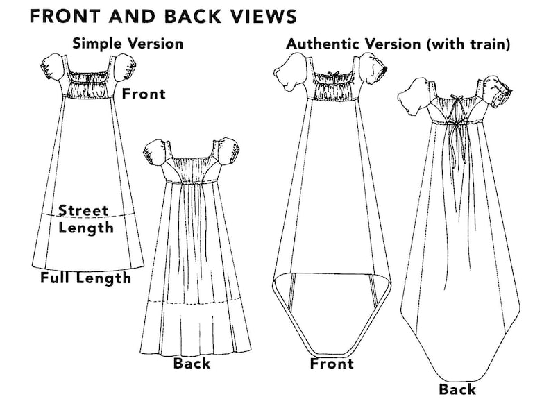 Folkwear 215 Misses' Empire Dress Regency Gown Chemise Etsy