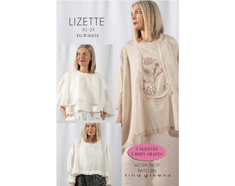 Tina Givens Lizette Tops in 3 Styles sizes XS-2X Sewing Pattern # 30232