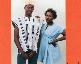 Folkwear Ghanaian Smock & Kufi Cap - Men's and Women's sizes S-XL Sewing Pattern # 158