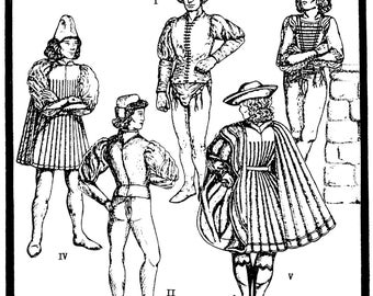 Men's Italian Renaissance Garments Costume circa 1420-1500 sizes 36-48 - Period Patterns Sewing Pattern #43