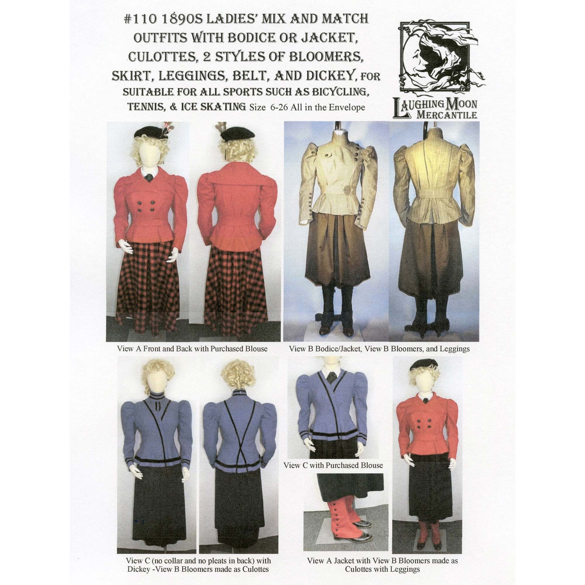 1890's Mix & Match Outfits w/Bodice or Jacket, Culottes, Bloomers ...