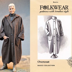 Folkwear Basics Overcoat sizes XS-3XL Sewing Pattern - Unlined, Low-Calf Length