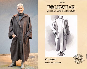 Folkwear Basics Overcoat sizes XS-3XL Sewing Pattern - Unlined, Low-Calf Length