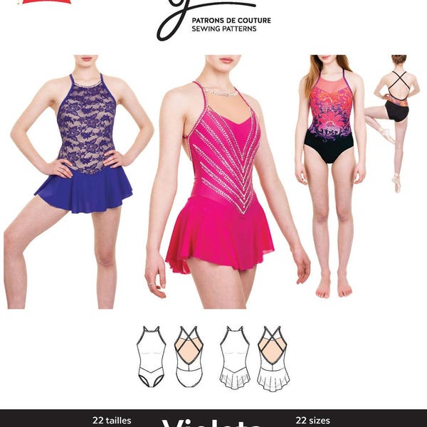 Jalie 3673 Violeta Open-Back V-Waist Leotard & Dress w/Circle Skirt Sewing Pattern Women and Girls sizes