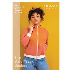 Men&#39;s & Women&#39;s Arlo Track Jacket Sewing Pattern sizes XS-7X in 3 Lengths - Friday Pattern Company # 028