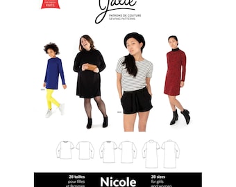 Jalie Nicole Shift Dress, Tunic & Tee Sewing Pattern 3903 Women's XS-2XL and Girls' 2-13