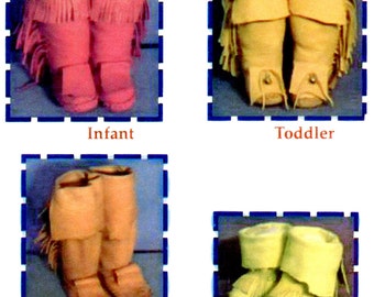 Kid's Yaqui Indian Moccasin Sewing Pattern Infant, Toddler & Child's sizes 8-10-12 Native American