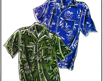 Men's Loose-fit, Casual Hawaiian Aloha Shirt size S-4XL Victoria Jones Sewing Pattern #220