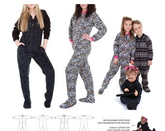 Jalie Footed Pajamas for Men, Women & Children Sewing Pattern # 3244 in 29 Sizes