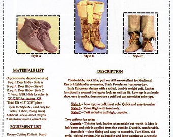 Medieval, Renaissance, Highlander, Nomad Boots, Moccasin, Shoes in 3 Styles - SparrowHawk Sewing Pattern #Y008