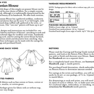 Pode incluir: Um padr&atilde;o de costura para uma blusa romena, com instru&ccedil;&otilde;es para bordado, smocking e bordas de croch&ecirc;. O padr&atilde;o inclui os requisitos de metragem para tecidos com ou sem pelo, pelo ou design de uma s&oacute; dire&ccedil;&atilde;o.