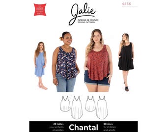 Jalie Chantal Swing Tank Top & Dress Sewing Pattern 4456 in 28 sizes Women and Girls