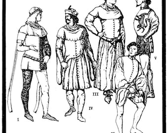 Men's Medieval Cotehardies circa 1340-1420 sizes 36-48 Period Patterns Sewing Pattern # 23