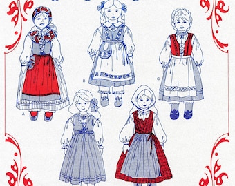 Nordic Style Clothing for 14" & 18" Dolls - Olde Country Costumes Sewing Pattern # 931 Swedish, Norwegian