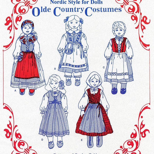 Nordic Style Clothing for 14" & 18" Dolls - Olde Country Costumes Sewing Pattern # 931 Swedish, Norwegian