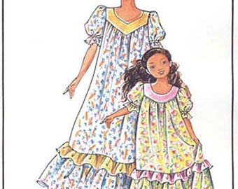 Girls' Pullover Muumuu w/Double Ruffles size 2-12 Victoria Jones Sewing Pattern #104