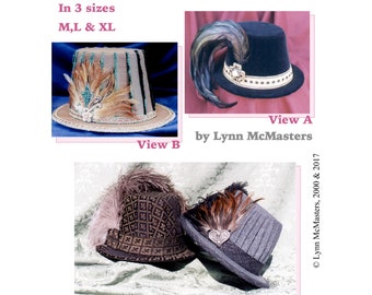 Men's Elizabethan High Crowned Hat in 4 Views sizes M-L-XL Sewing Pattern by Lynn McMasters - Renaissance Faire Historic Costume