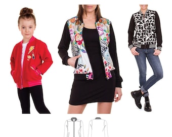 Jalie 3675 Charlie Bomber Jacket in Stable or Stretch Knits Sewing Pattern for Women & Girls