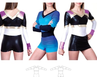 Jalie One-Piece Bodysuit Cheerleading Uniform Sewing Pattern 3466 Anne - 22 Sizes for Women & Girls