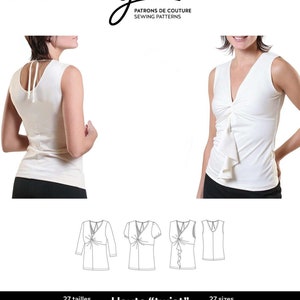 Jalie V-Neck Twist Tops Sewing Pattern # 2788 in 27 Sizes Women & Girls