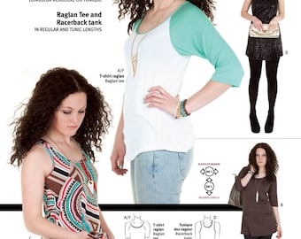 Jalie Raglan Tee, Racerback Tank Top and Tunic Sewing Pattern #3245 in 29 Sizes Women & Girls