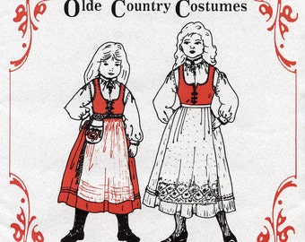 Girls Nordic Style Jumper, Blouse, Apron & Waist-Bag sizes 2-6 Olde Country Costumes Sewing Pattern # 877