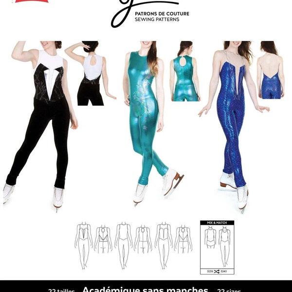 Jalie Long Sleeveless Unitard Sewing Pattern # 3239 in 22 Sizes Women & Girls Ice Skating