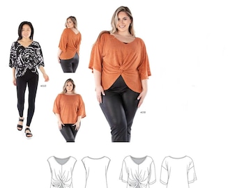 Jalie 4015 Elle Loose-fit  Dolman Reversible Top With Twist Detail Sewing Pattern 28 Sizes Women & Girls