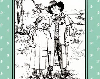 Folkwear Child's Australian Drover Coat / Duster Sewing Pattern # 138 & Knitted Sweater Pattern Sizes 6X-14