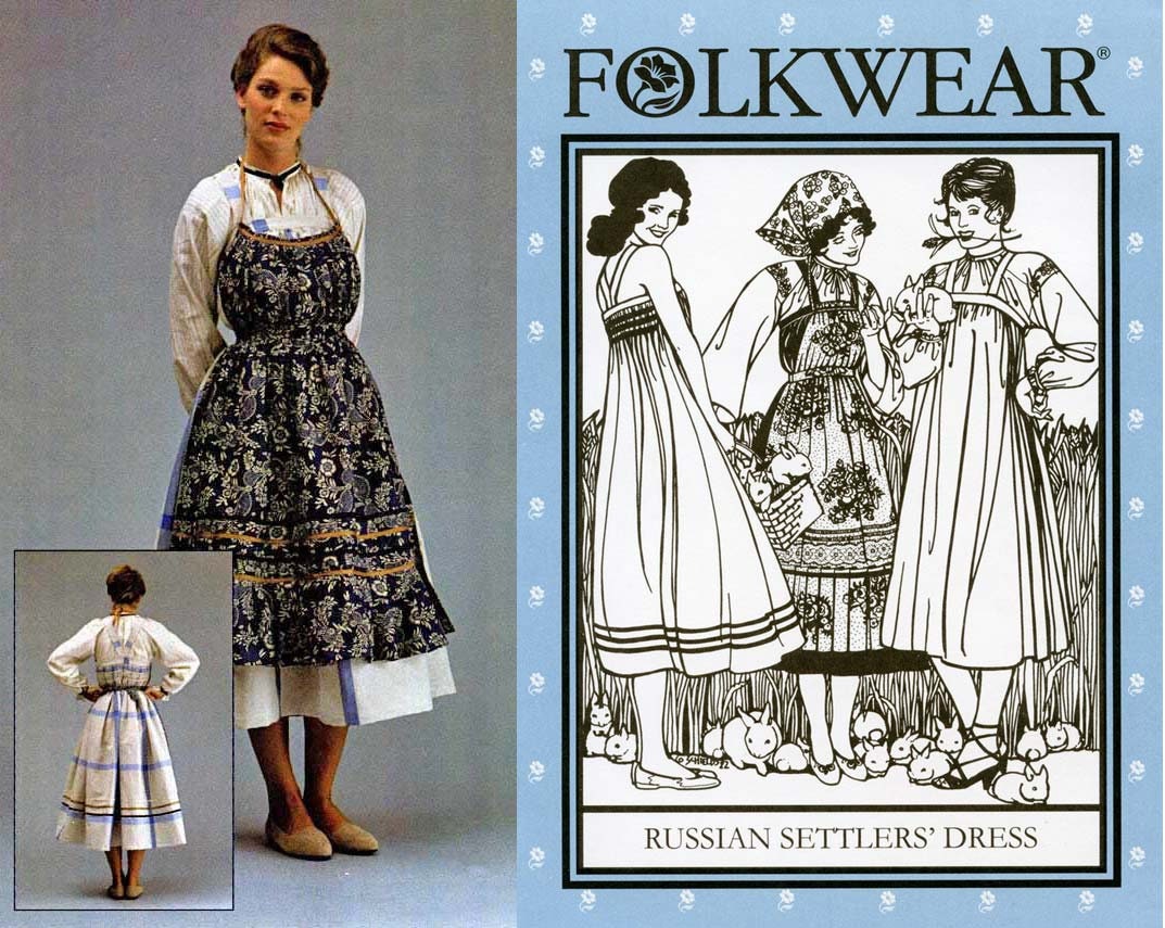 Folkwear Russian Settlers' Dress Blouse, Jumper or Sundress & Apron