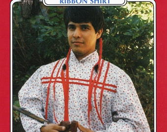 Missouri River Cherokee Indian Man's Ribbon Shirt Sewing Pattern size S-XXL Native American