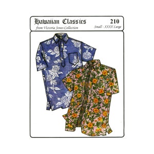 Men's Classic Hawaiian Businessman's Aloha Shirt S-4XL - Victoria Jones Sewing Pattern # 210 (New Printing)