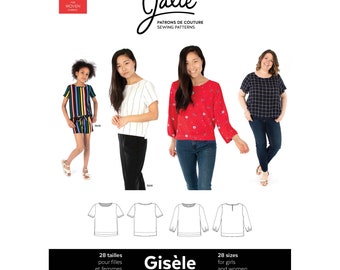 Jalie Gisele Round Neck Blouse Sewing Pattern 3905 - Women's XS-2XL & Girls' 2-13