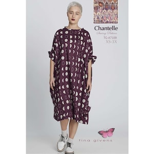Tina Givens Chantelle Shift Dress with Ruffle Sleeve sizes XS-3X Sewing Pattern # 7109