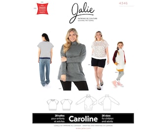 Jalie Caroline Raglan T-Shirt & Tunic Sewing Pattern #4346 Women's XS-2X, Girls sizes 2-13