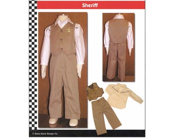 Toddler Boys' Western Shirt, Vest & Pants Sheriff / Cowboy Costume sizes 1T-4T Dana Marie Sewing Pattern # 1302