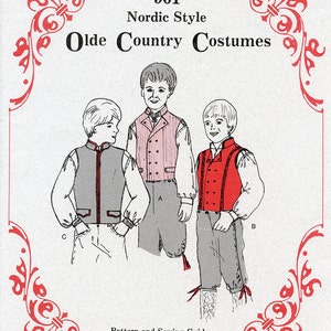 Boys Nordic Style Vest 3 Views sizes 4-14 Olde Country Costumes Sewing Pattern  # 901 Scandinavian Norwegian Swedish