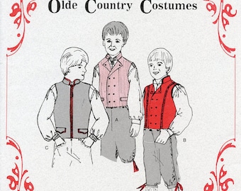 Boys Nordic Style Vest 3 Views sizes 4-14 Olde Country Costumes Sewing Pattern  # 901 Scandinavian Norwegian Swedish