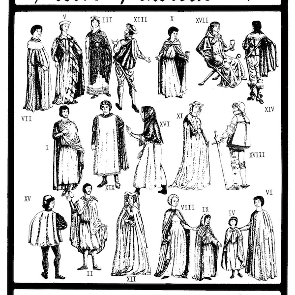 Medieval - Renaissance 650-1650 AD Capes & Tabards - Adult and Children size Sewing Pattern Period Patterns #92