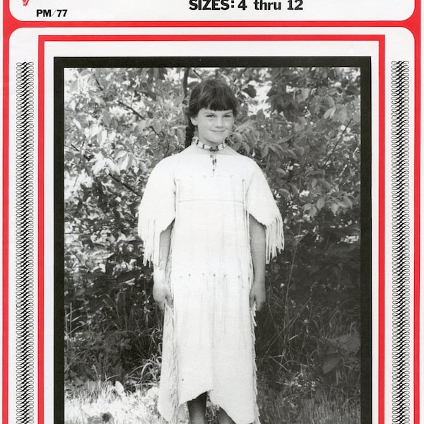 Girl's Leather Indian Dress sizes 4-12 Eagle's View Sewing Pattern # 77 - Native American Plains Indian Style