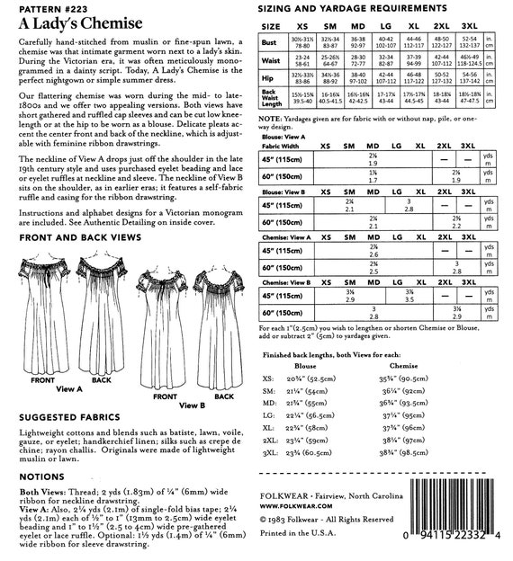 223 A Lady's Chemise - Folkwear