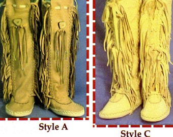 Native American Shawnee Indian Moccasin SEWING PATTERN - Includes 3 Styles, Ankle or Knee High