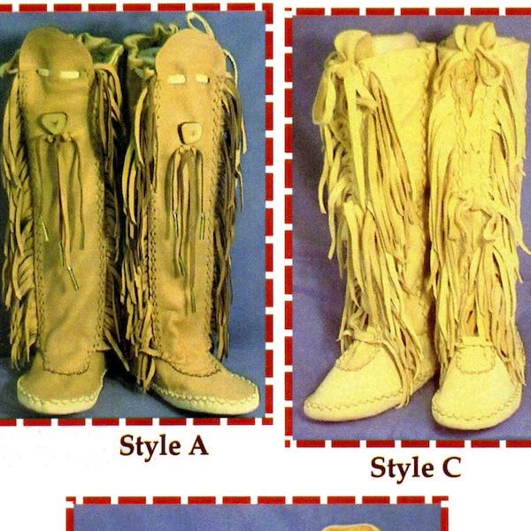 Native American Shawnee Indian Moccasin SEWING PATTERN - Includes 3 Styles, Ankle or Knee High